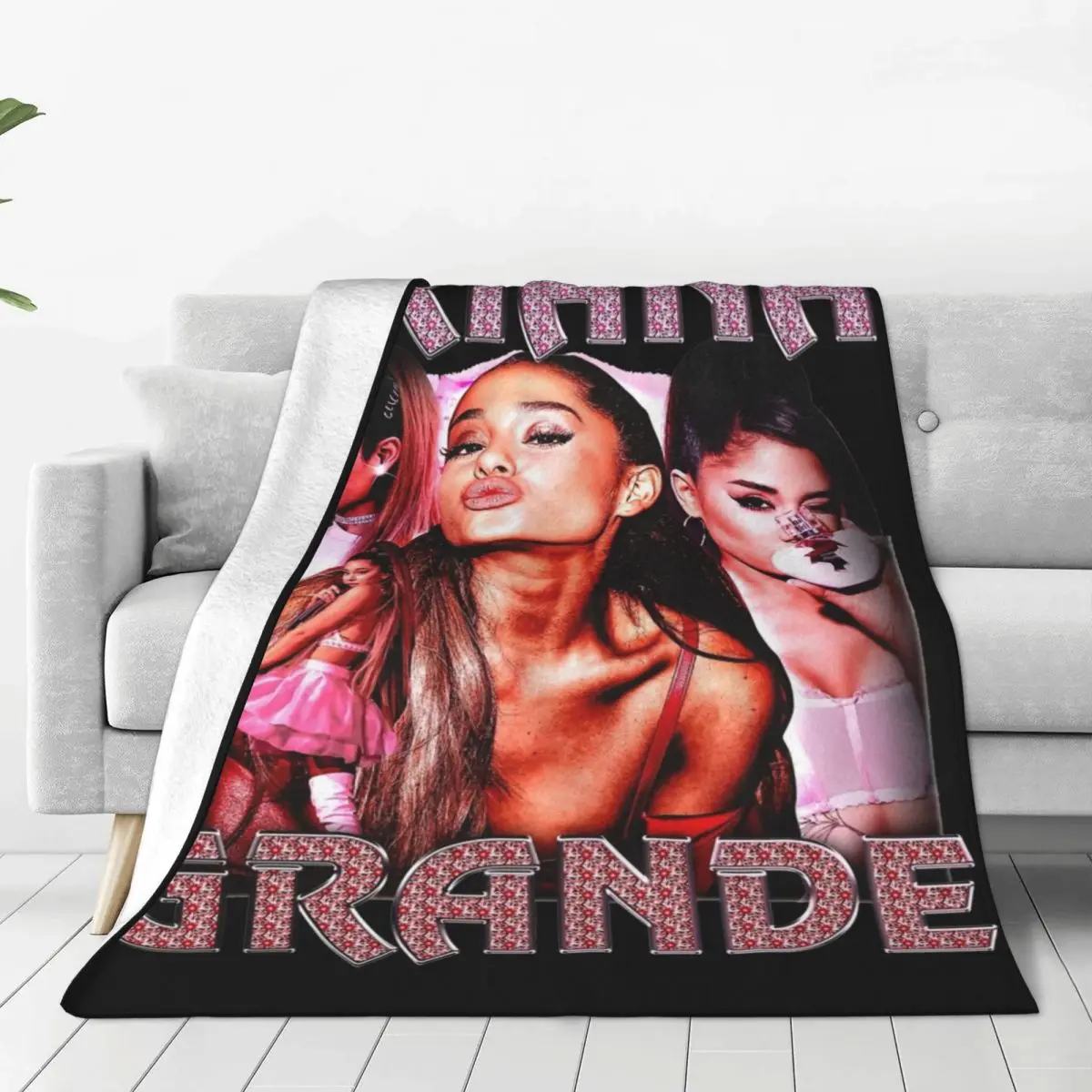 Retro Ariana Grande Singer Bootleg Blanket Coral Fleece Plush Sofa 2024 Tour Eternal sunshine Throw Blanket Cozy Ultra-Soft