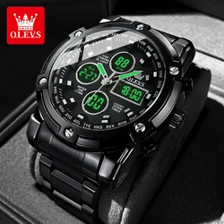 OLEVS Luxury Electronic Watches for Men Stainless Steel Waterproof Watches Alarm Chronograph Calendar Sports Men's Digital Watch