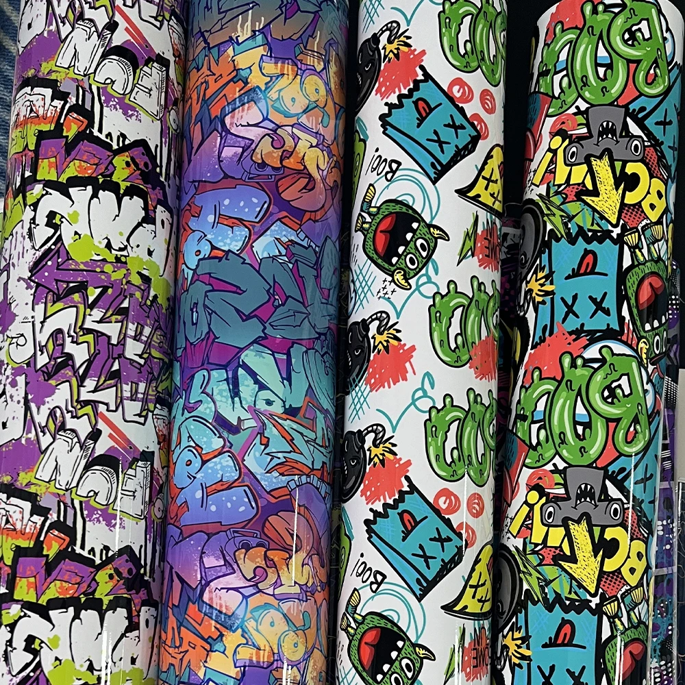 

50*150CM Sticker Bomb Vinyl Wrap StickerBOMB Adhesive Cartoon JDM Printed Racing Motorcycle Bike Scooter Bomb Wrapping Film