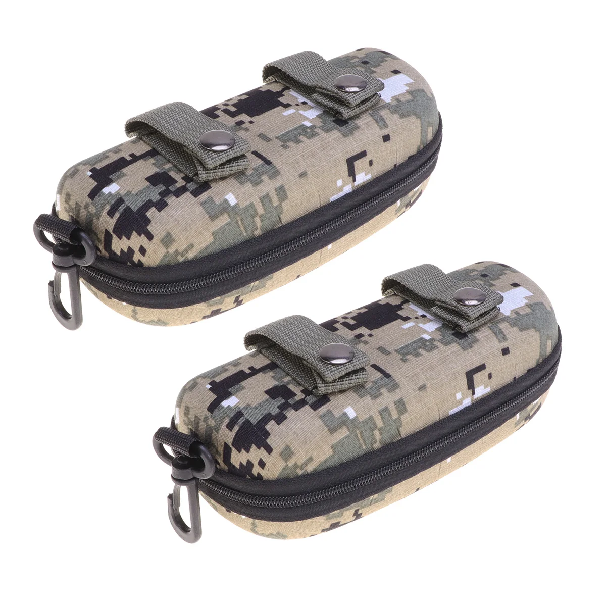 

2pcs Anti-Collision Eva Glasses Case Shockproof Zipper Sunglasses Box Durable Eyeglass Case With Belt Hook Camouflage Design