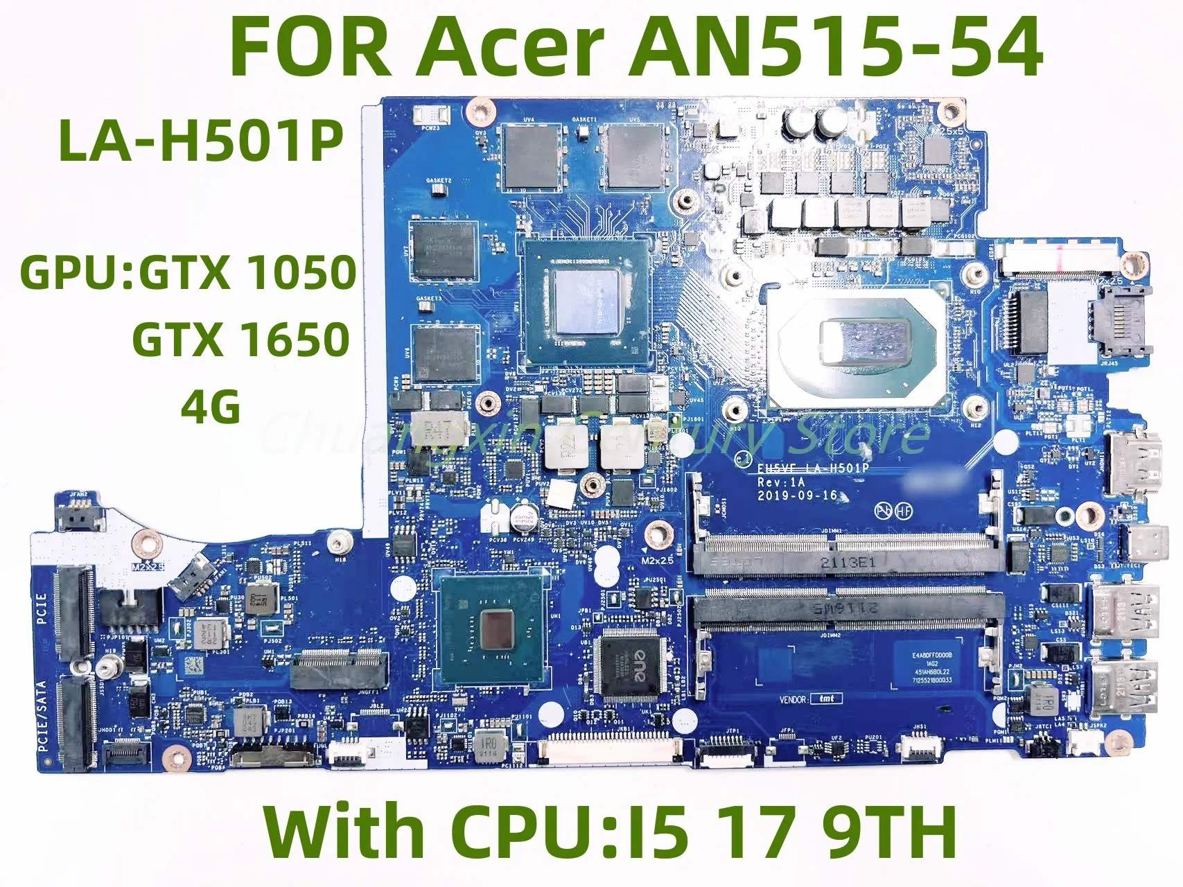 LA-H501P For Acer Nitro 5 AN515-54 laptop motherboard with I5 I7-9TH CPU GPU: GTX1050 GTX 1650 3G/4G 100% test OK