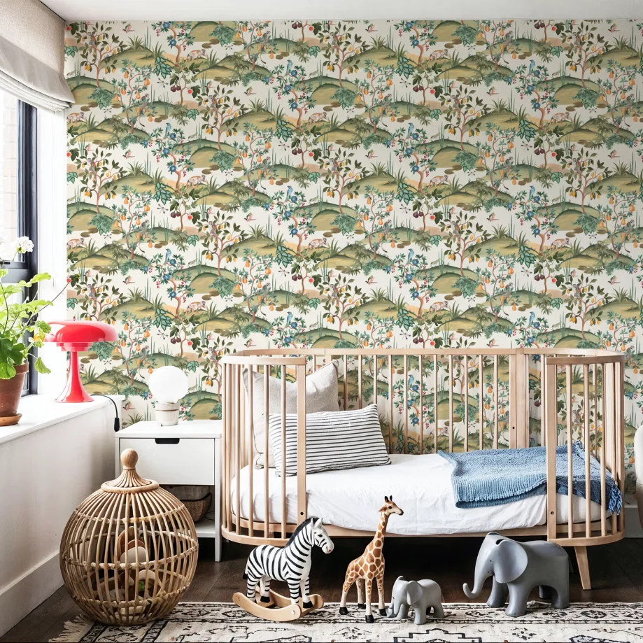 Customized Size Mural Natural Style Seamless Cream Lemon, Pear, and Fig Trees Flat Wallpaper Living Room Bedroom 3D Wallpaper
