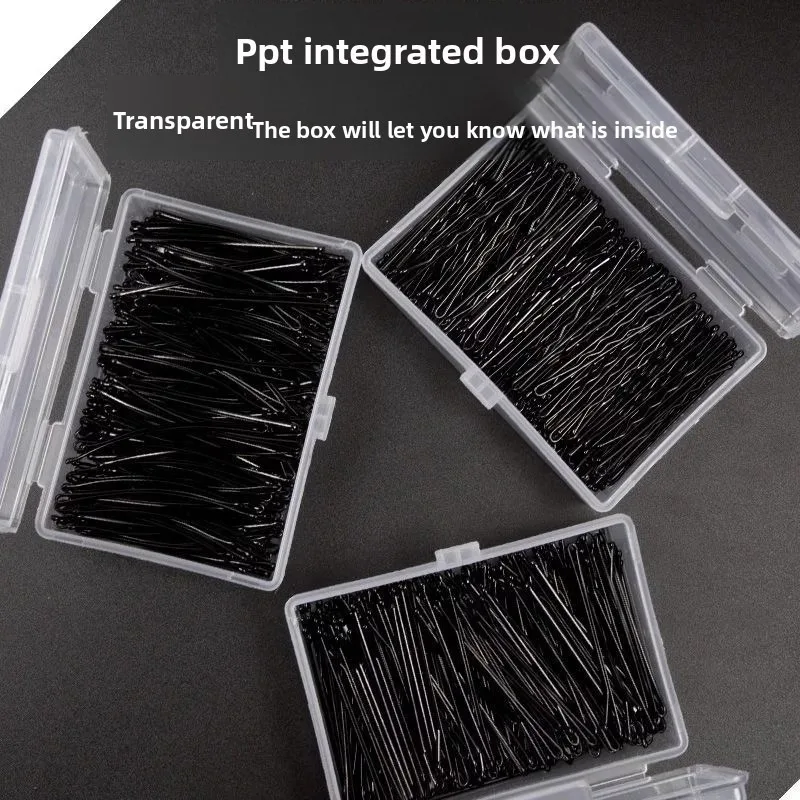 مشبك من كلمة واحدة، مشبك أسلاك فولاذية ضيقة سوداء، شعر قرصي ثابت مكسور