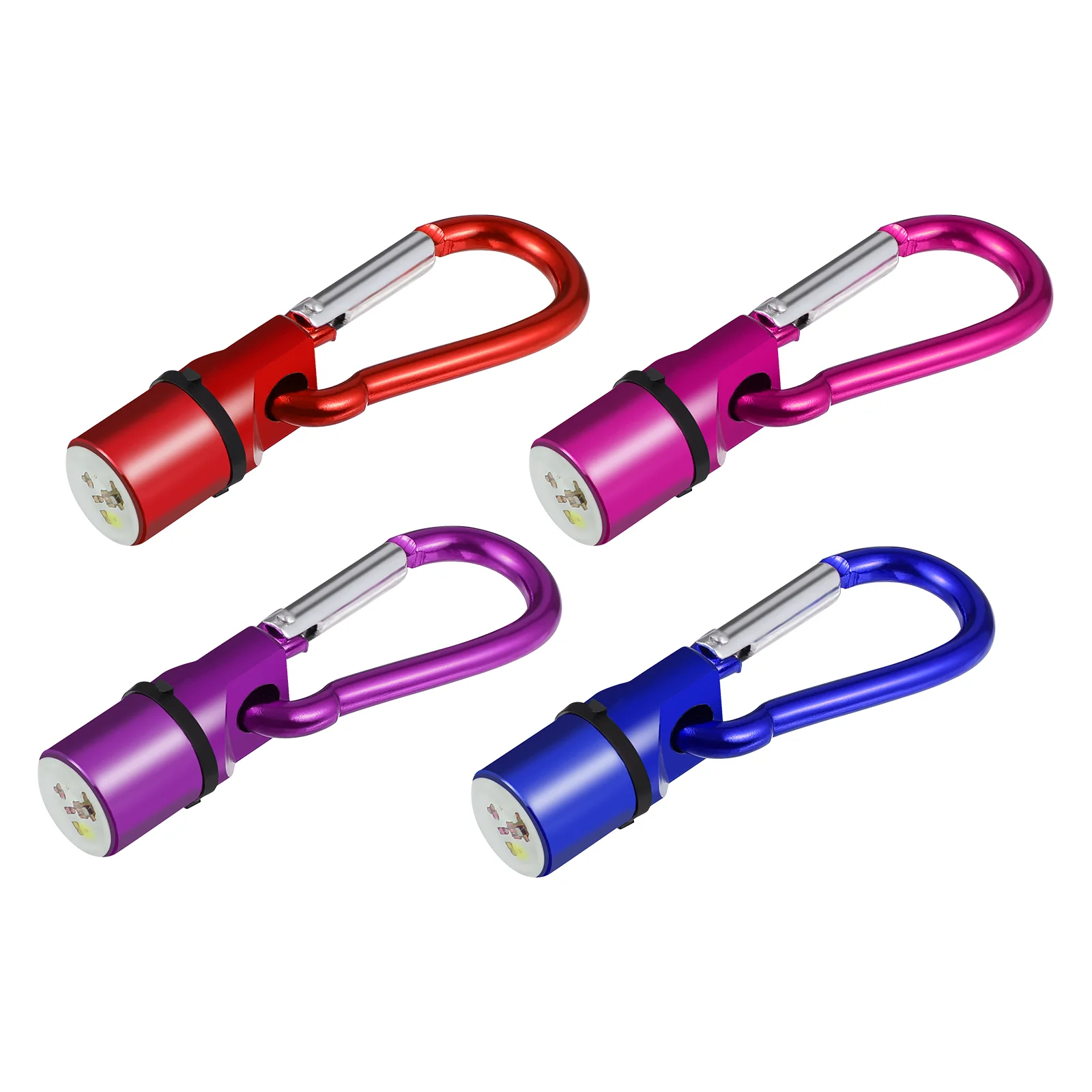 POPETPOP 4Pcs Portable Aluminum Pet Dog Cat Puppy LED Flashing Blinker Light Safety Collar Tag (Red+Blue+Purple+Pink)