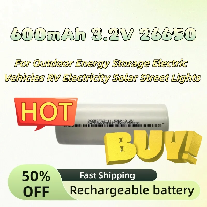 

For Outdoor Energy Storage Electric Vehicles RV Electricity Solar Street Lights New 5PCS 3600mAh 3.2V 26650 LiFePO4 Battery