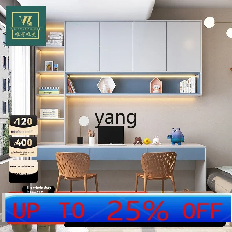 cx double desk bookshelf bookcase integrated light luxury modern computer desk bedroom