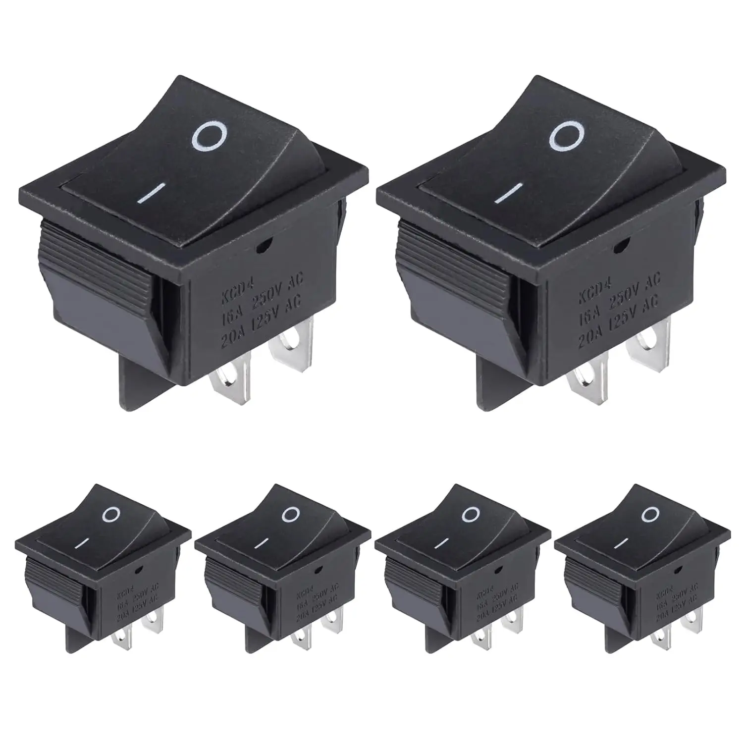 6 uds interruptor basculante DPST 40A 12V DC 4 pines 2 posiciones interruptor de palanca de encendido apagado 30A 250V AC 120V T125 KCD2 KCD4 interruptor basculante