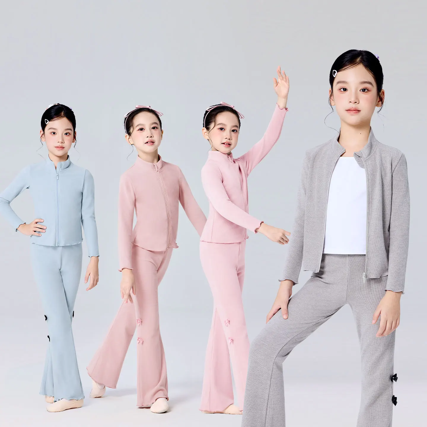 Girls Ballet Outfits with Ruffle Hem Warm Suit Sets for Girls Ballet Coat and Pants Ballet Jacket Kids Dance Top and Flare Pants
