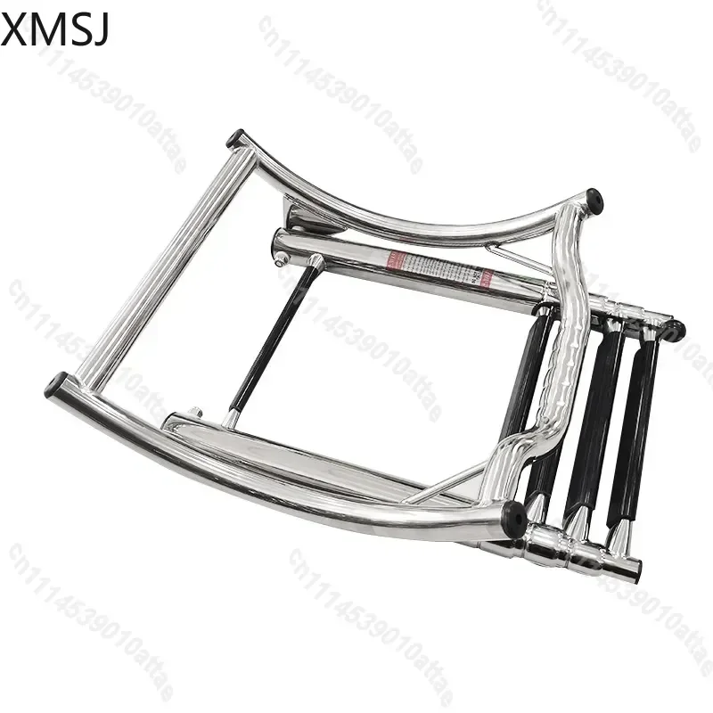 Folding 304 Stainless Steel Marine Ladder Curved 4 Step Sewer Access Yacht Hardware Accessories Boat Deck Boarding