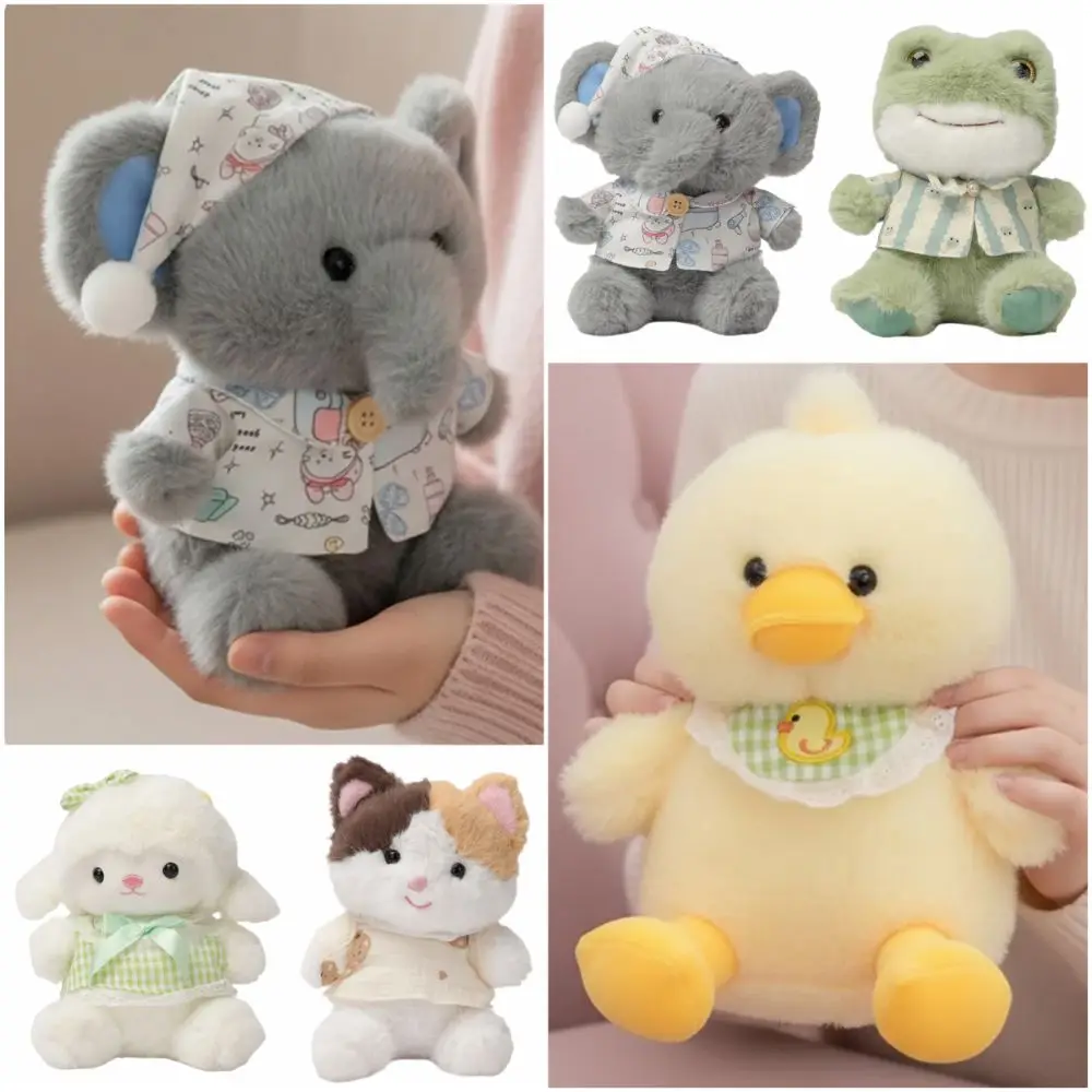 Multicolor Cartoon Animal Plush Doll Sheep Elephant Frog Duck Cat Stuffed Animal Doll Soft Desktop Ornament Plush Toy