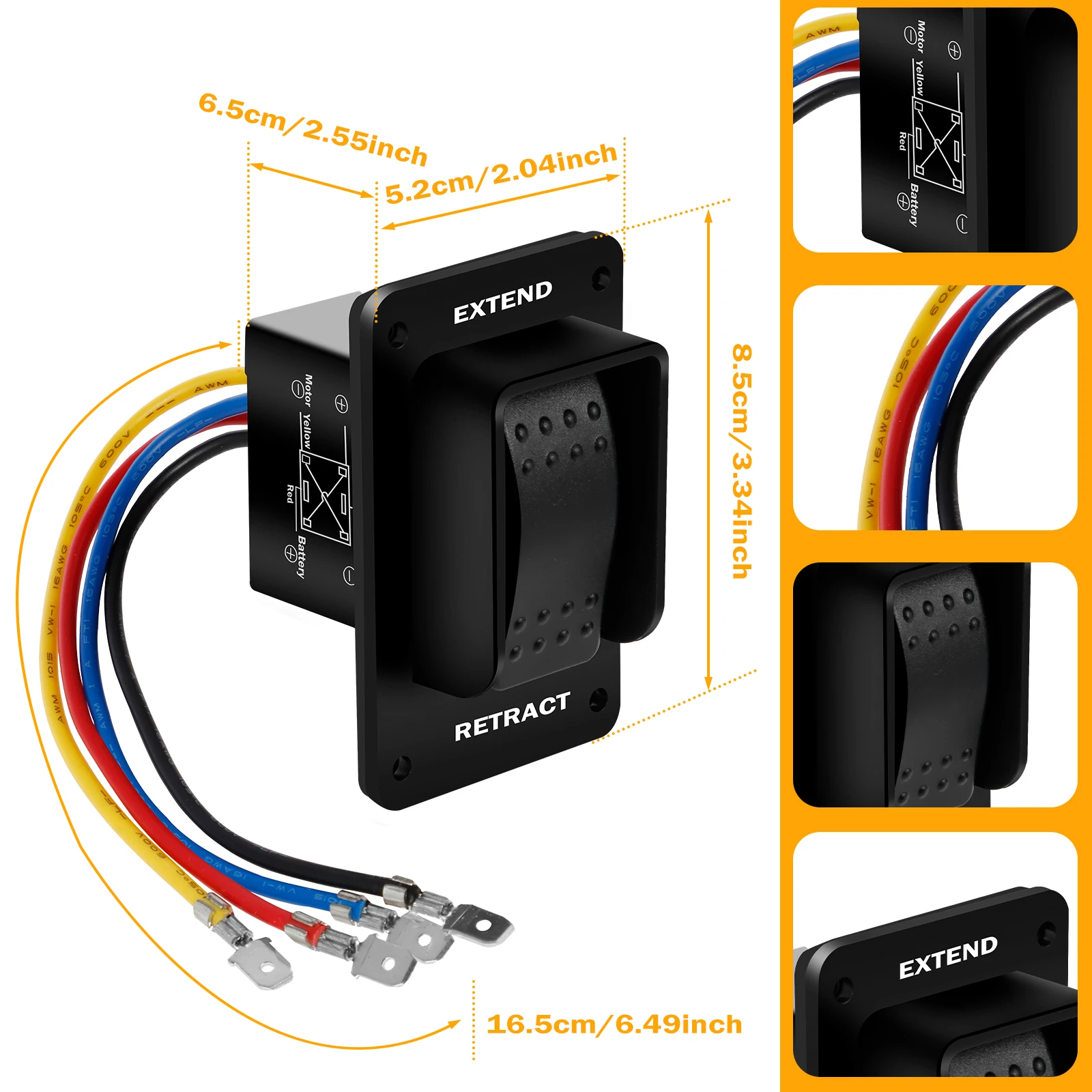 Stabilisateur de puissance étanche SFP avec câblage, interrupteur Jack, stabilisateur de degré de chaleur, rallonge et rétractation, 387874