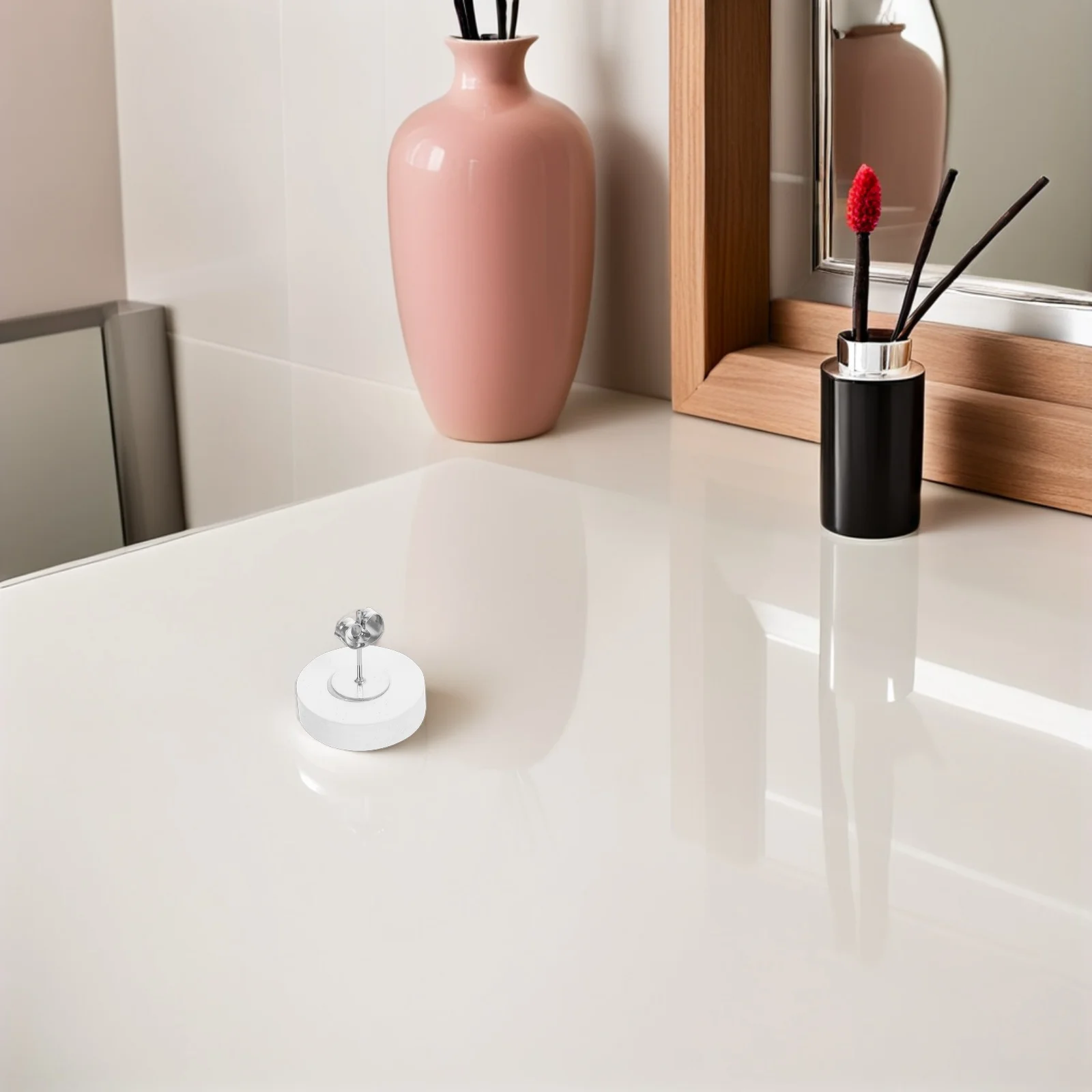 

20 Pcs Jewelry Gem Stud Earrings Accessories Wooden Posts DIY Cabochon Blanks Round Stainless Steel Settings White