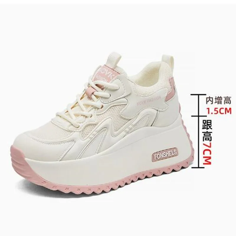 

Модные женские кроссовки на платформе 8,5 см из дышащей сетки и микрофибры, летние удобные вулканизированные кеды на толстой подошве от известного бренда