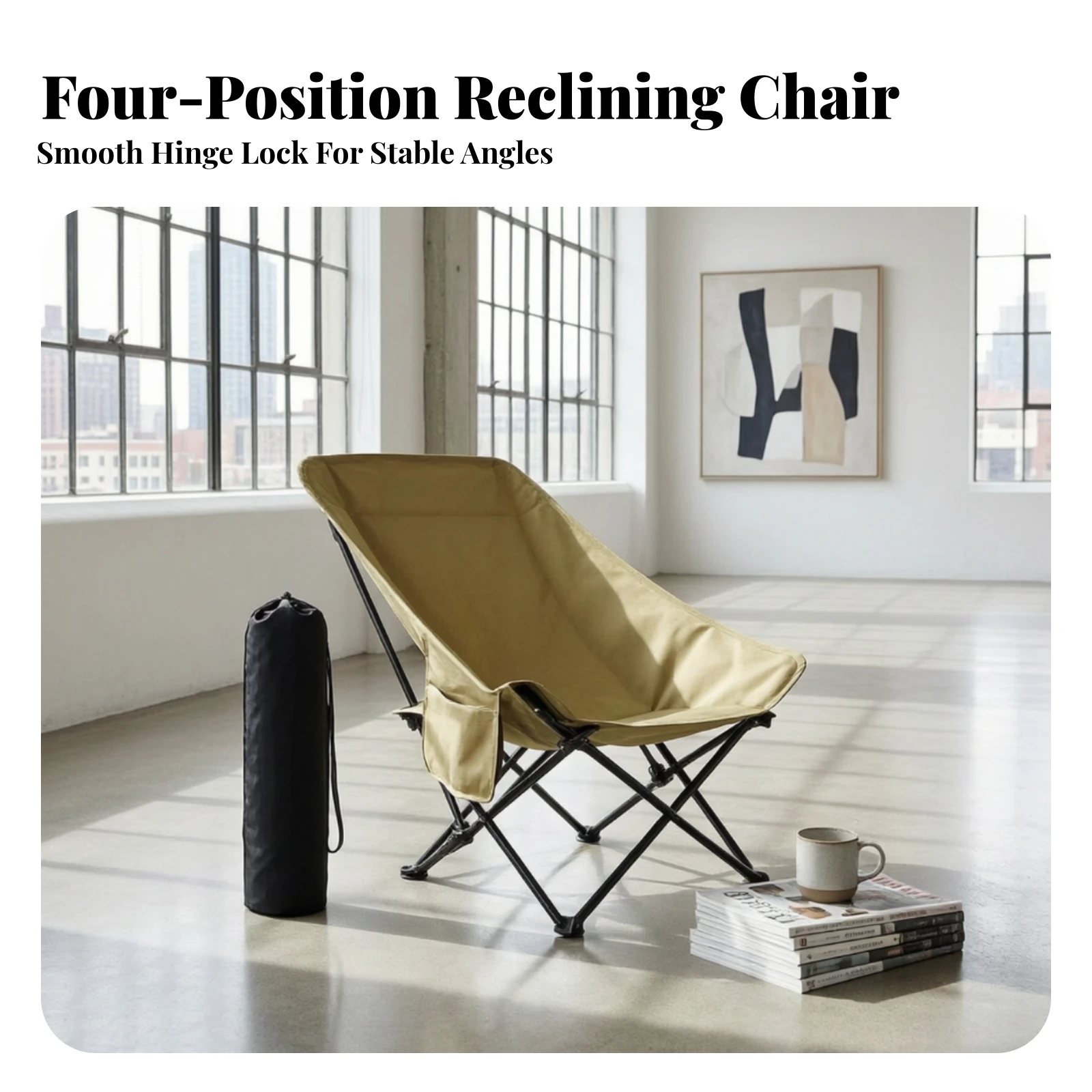 Moon Chair with Steel Frame Adjustable Moon Chair Recliner Long-Lasting Furniture Comfortable for Campers, Camping, Patio