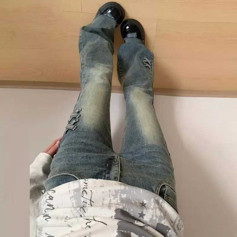 Herfst Dameskleding Brede Jeans Vrouw Street Vibe High Fashion Trend Populaire Vrouwelijke Denim Hot Sense Serie Effen Kleur Match