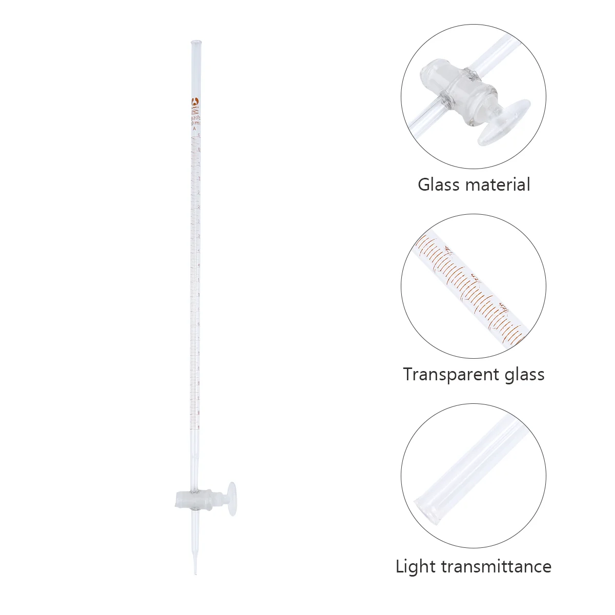 Ukcoco Glass Containers Burette Ptfe Key Stopcock 10Ml Graduated Borosilicate Burette Laboratory Glass Instrument Standard Bore