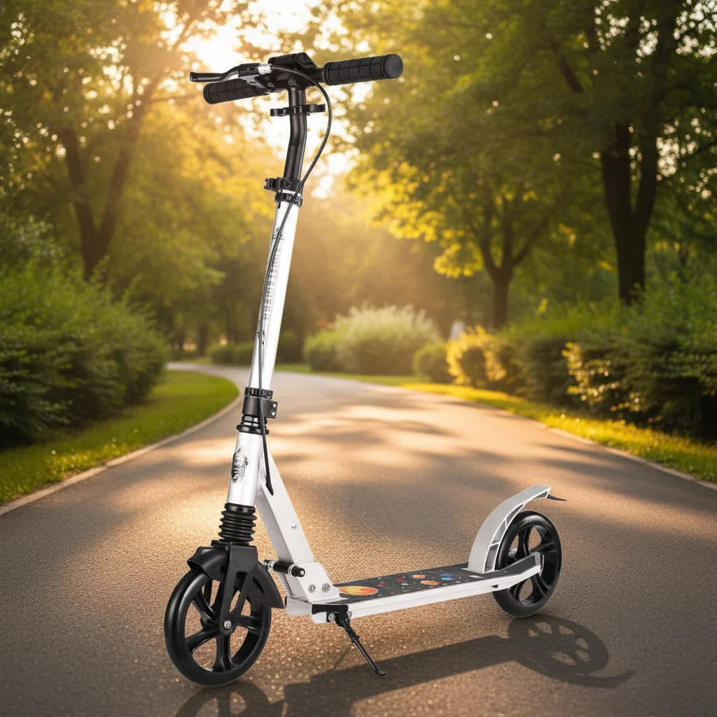 

Kids Aluminum Foldable Scooter Adjustable Height PU Wheels Hand Foot Brake 15kmh Outdoor Riding Lightweight Children Scooter