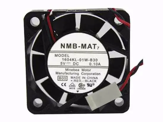 

NMB-MAT 1604KL-01W-B30 B00 DC 5V 0.10A 40x40x10mm 2-Wire Server Cooling Fan