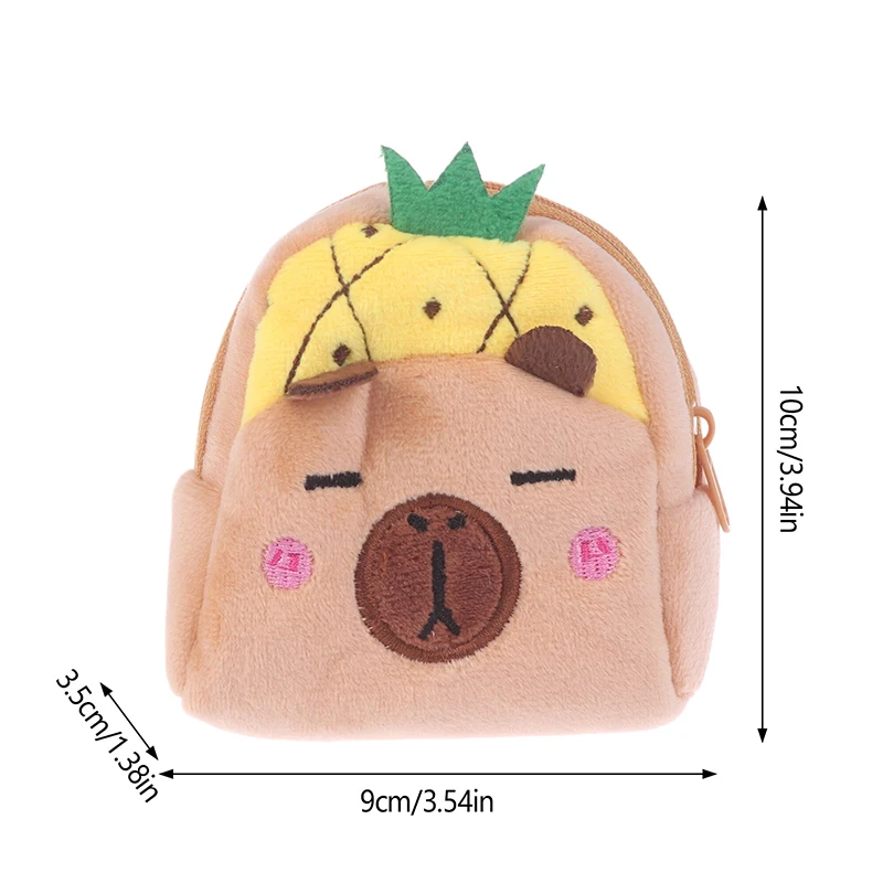 Portefeuille en peluche Capybara mignon, porte-monnaie animal de dessin animé, changeur d'argent portable, poudres, sac de rangement pour écouteurs, cadeaux d'anniversaire