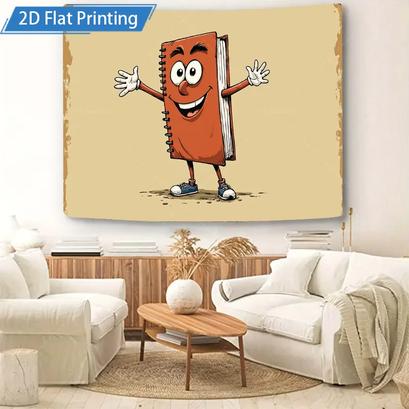 [2D FLAT] 1pc 4x16inch Metal Sign Cartoon Notebook Wall Art 2D Flat Print Decor for Kids Room and Study Space