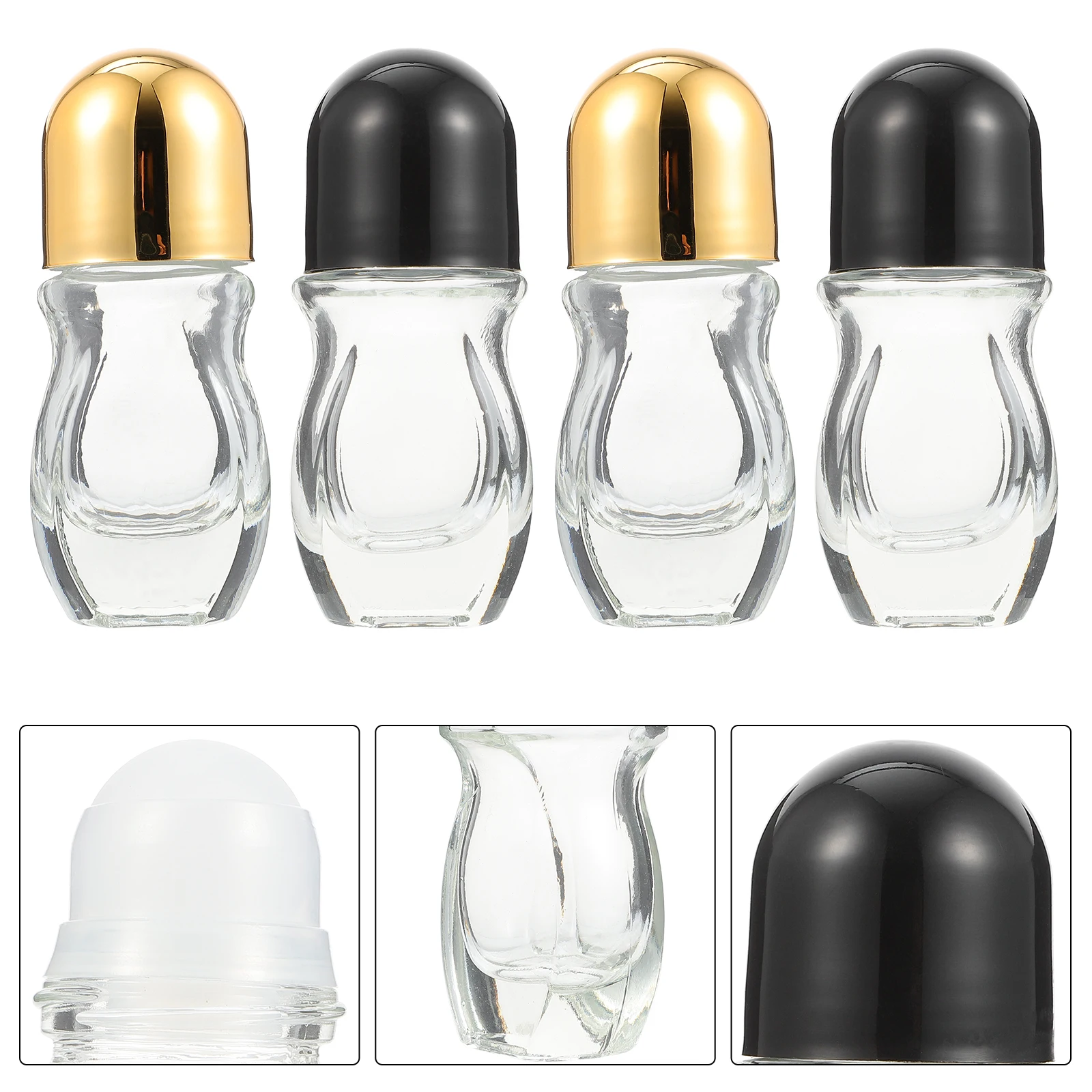 

4Pcs 30ml Aromatherapy Glass Roller Bottles Small Portable Leakproof Dispensers Glass Roller Bottle Essential Oil Bottle
