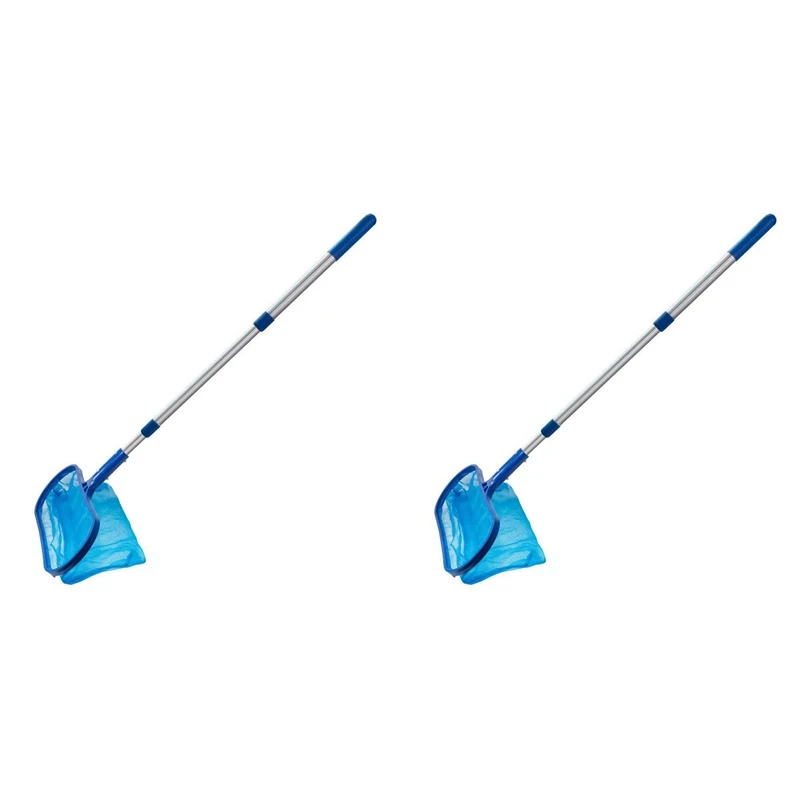 

2X Swimming Pool Accessories Skimmer Net With Adjustable Telescopic Pole Deep Bag Net Water Surface Debris Cleaning Net