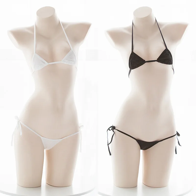 Amine-Bikini japonais pour filles, maillot de bain cosplay, licou, bandage, taille basse, sexy, pour femmes