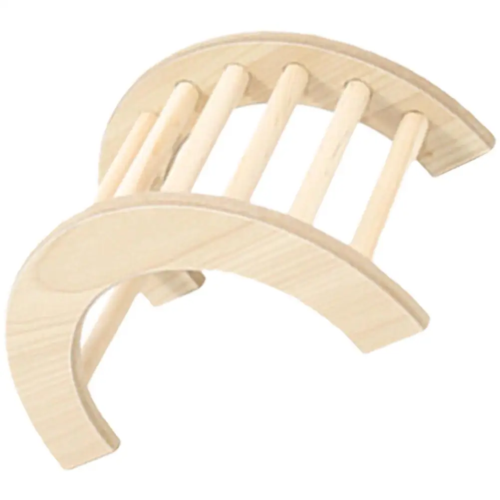 

Wooden Climbing Bridge Toy for Hamster Chinchilla Gerbil Small Pets Playground Smooth Safe Natural Material Hamster Cage