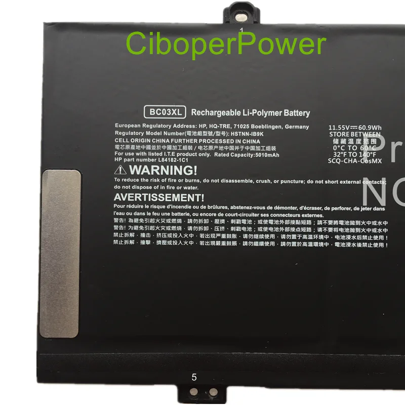 Imagem -02 - Bateria do Portátil 11.55v 60.9wh Bc03xl para Pro 640 g1 Hstnn-lb8t X360 14c-ca0053dx