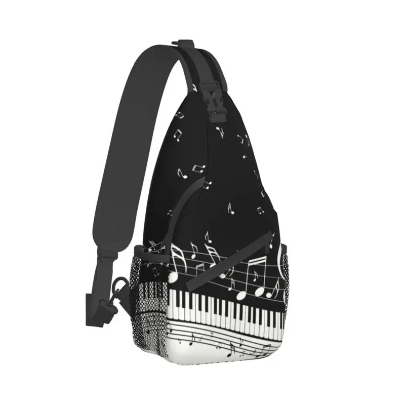 Fashion Piano And Music Notes Sling Chest Crossbody Bag Men Cool Shoulder Backpack for Traveling