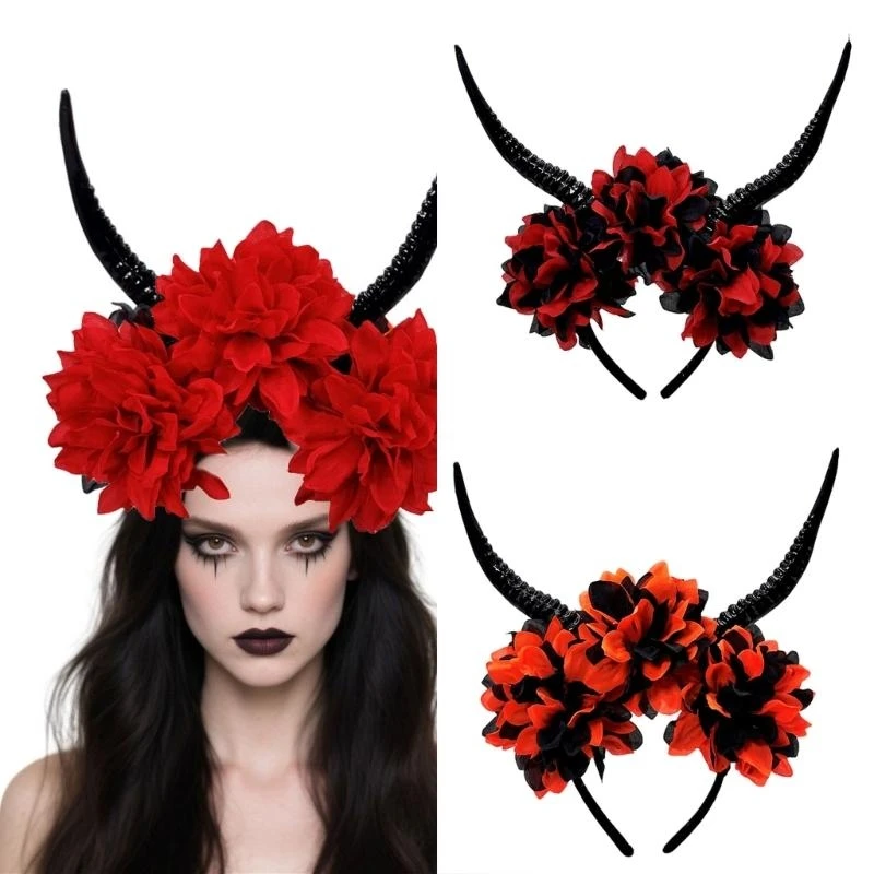 5ASD Antelope Horn Design Resin Resin Band for All -Play Comple and Actuality Event Event Acture Awalween Party Hair Assactory
