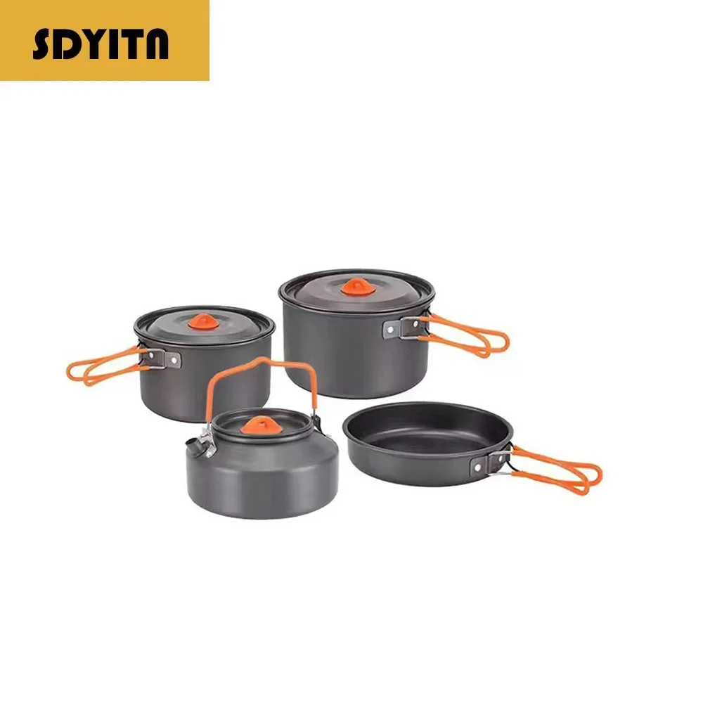

Портативный уличный кухонный набор, комплект посуды для кемпинга, пешего туризма, альпинизма, легкий чайник для кемпинга, набор чая, сковороды