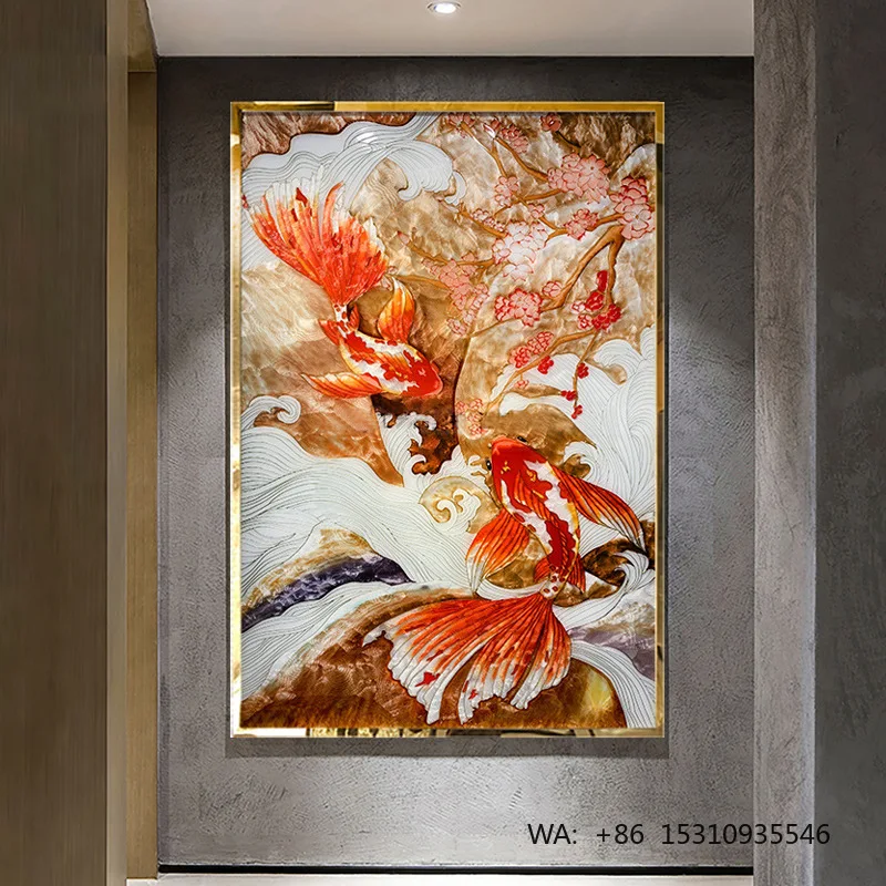 Crystal Modern Minimalist Metal Frame Hanging Customizable Still Life Hand Drawn Decorative Painting Living Room Sofa Background