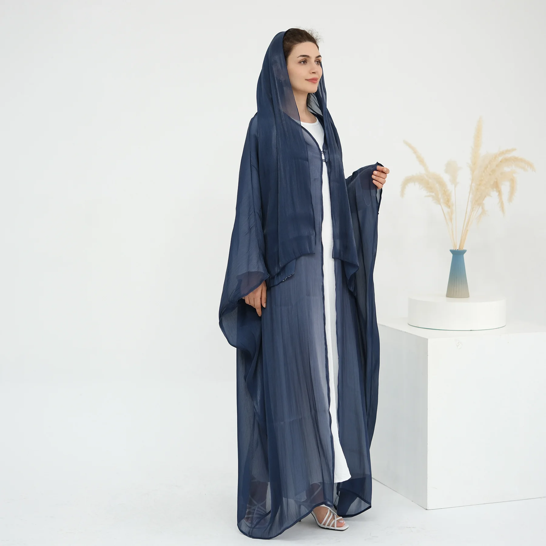 

Muslim Women Dress Kimono Cardigan Long Robe Ramadan Dubai Abaya Turkey Kaftan Eid Kebaya Caftan Marocain Femme Islam Jalabiya