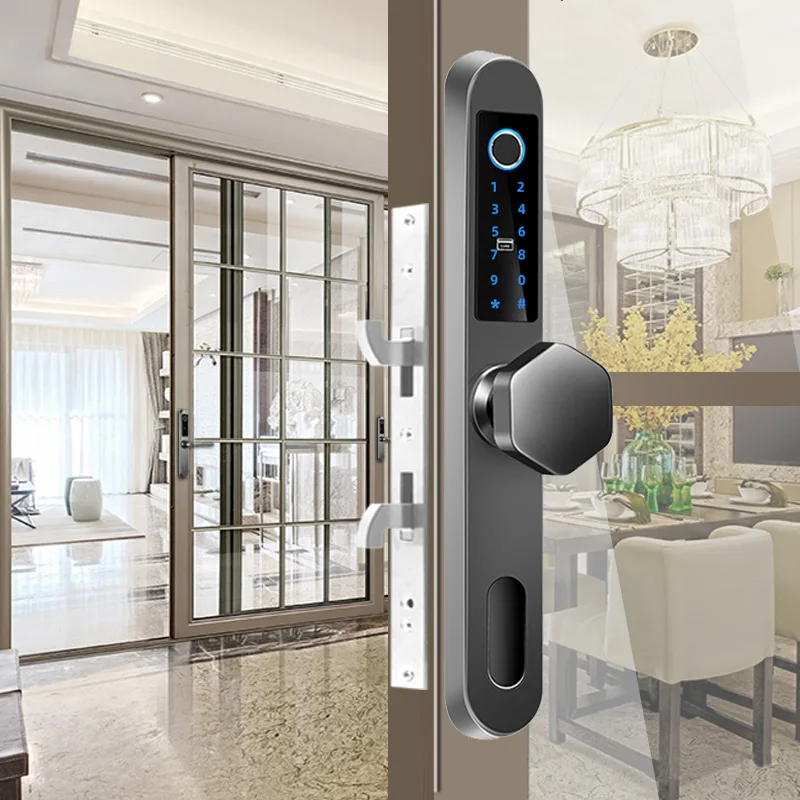 

Smart Door Lock WiFi, App Digital Door Lock Bluetooth Smart Password Lock Pin Code Electronic Door Lock with Sliding mortise