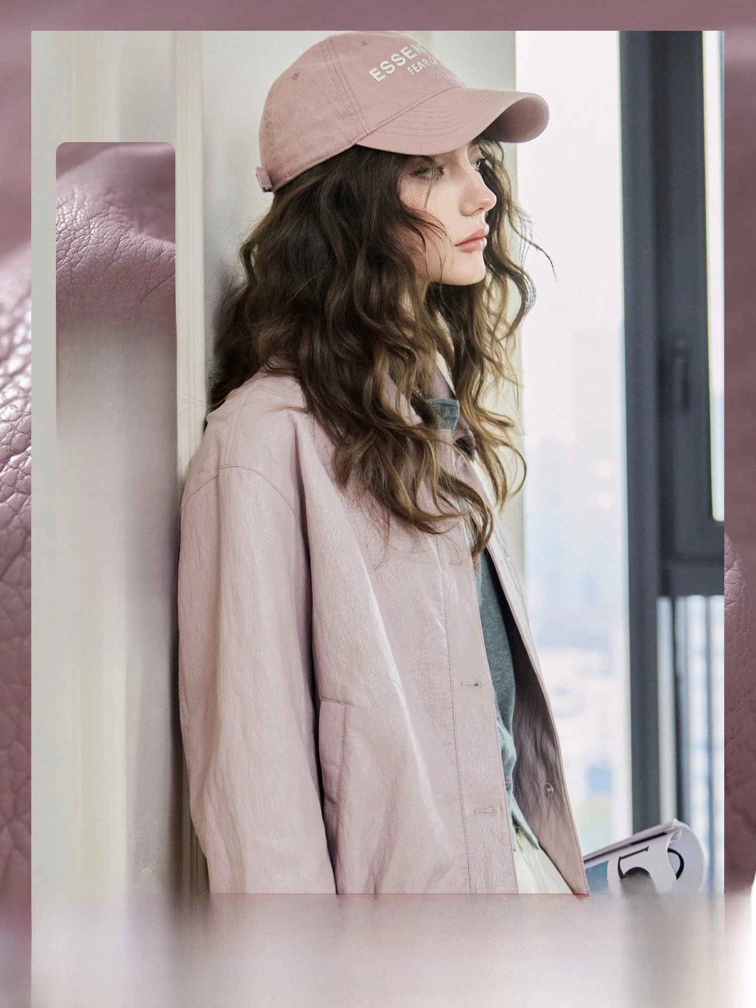 

Spring Faion ort Leather Jaet Women's Detroit Sle Pumpkin Valley Texture Sensation Simple Design Youth Commute Windbr...