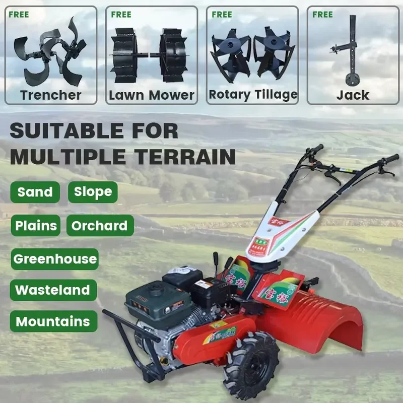 Multifunctional Mini Walking Cultivator Mini Cultivator Tiller Micro Tillage Machine Garden Green Power Tiller