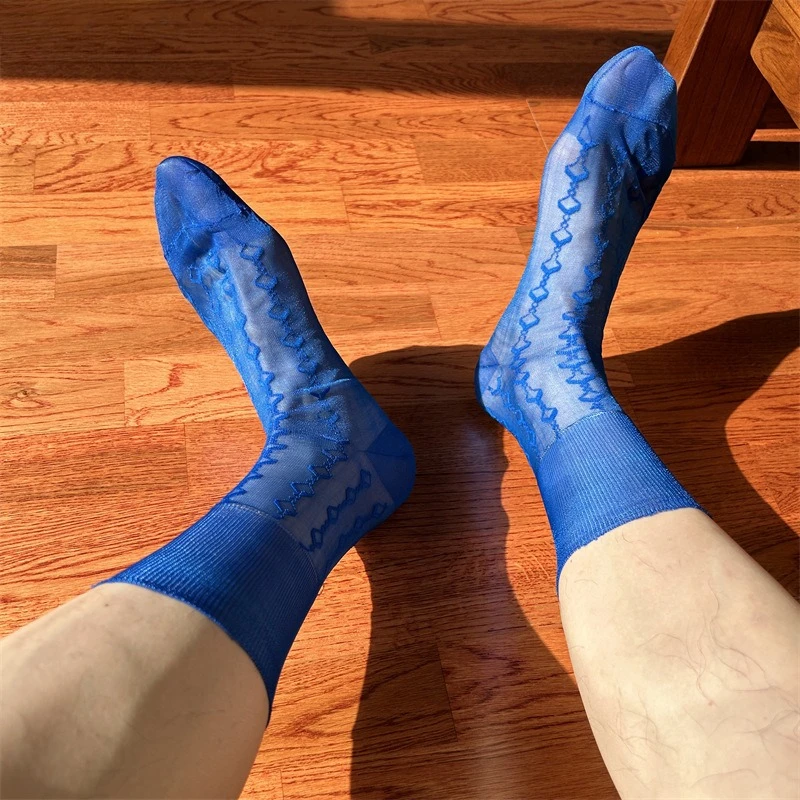 

Single-soled All-nylon Loose Non-curled Diamond-shaped Jacquard Men's Lightweight Breathable Business Formal Stockings