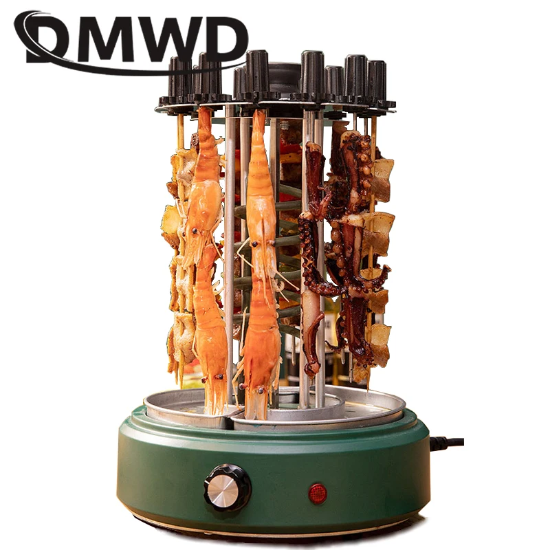 12 Sticks Vertical Electric Smokeless Kebab Machine Oven Rotary Lamb Skewer Grill BBQ Fork Rotisserie Barbecue Stove Roaster