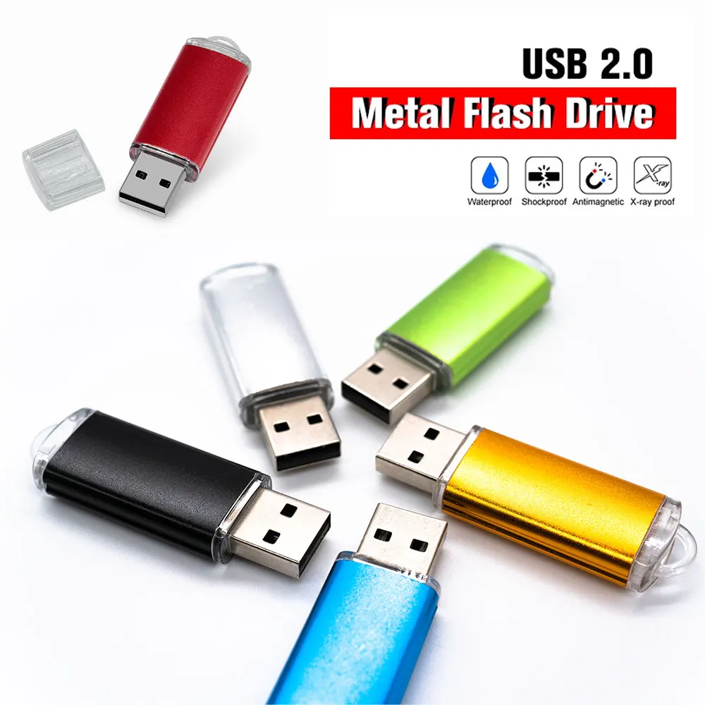 

USB Flash Drive USB 2.0 Pendrive Zinc Alloy Jump Drive Computer Storage Device with Clear Cap 64GB/128GB//8GB/4G/16GB/32GB usb