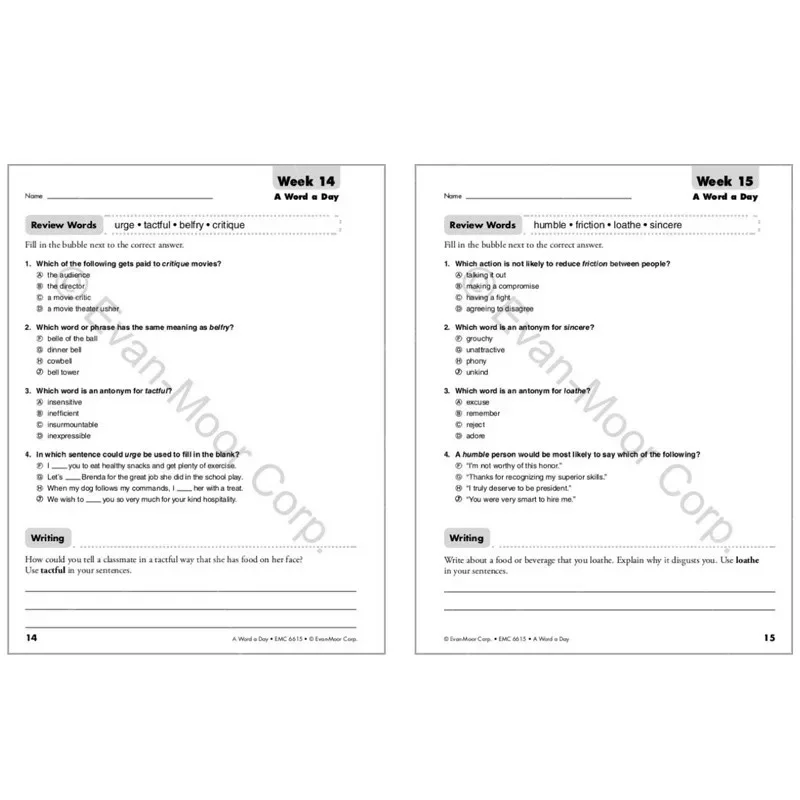 Evan-Moor A Word a Day, Grade 5 SE Workbook,aged 9 10 11 12, English book 9781596734173