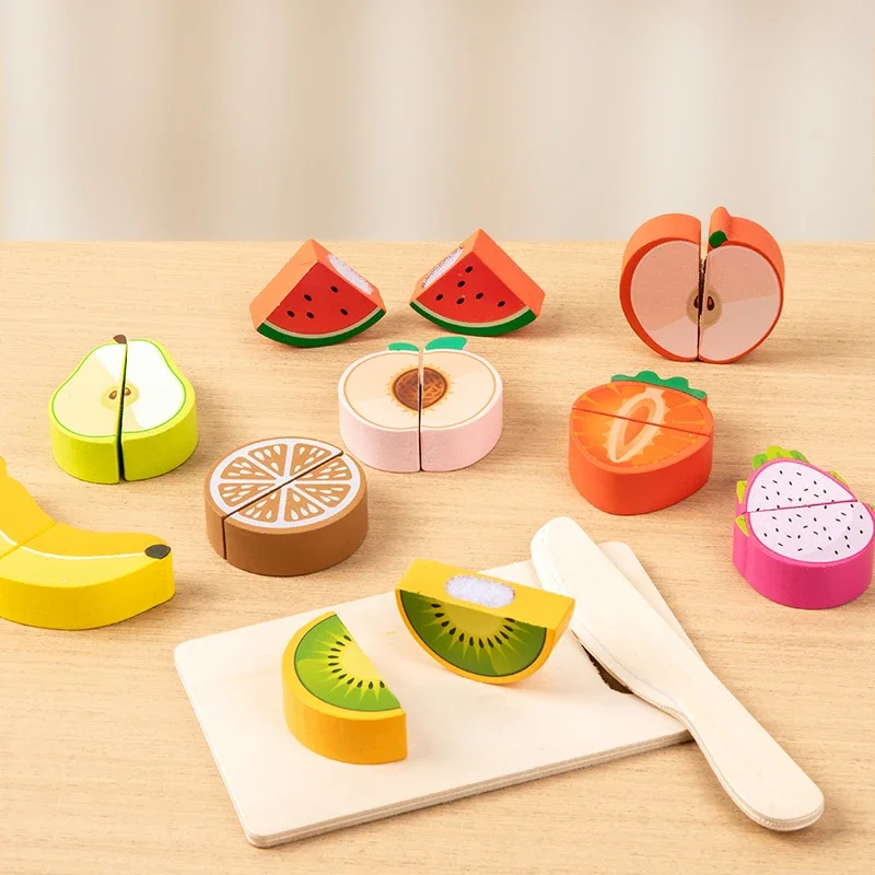 木製キッチンごっこシミュレーション切断フルーツ食品ゲームベルクロプレイキッチンアクセサリー知育玩具子供のため