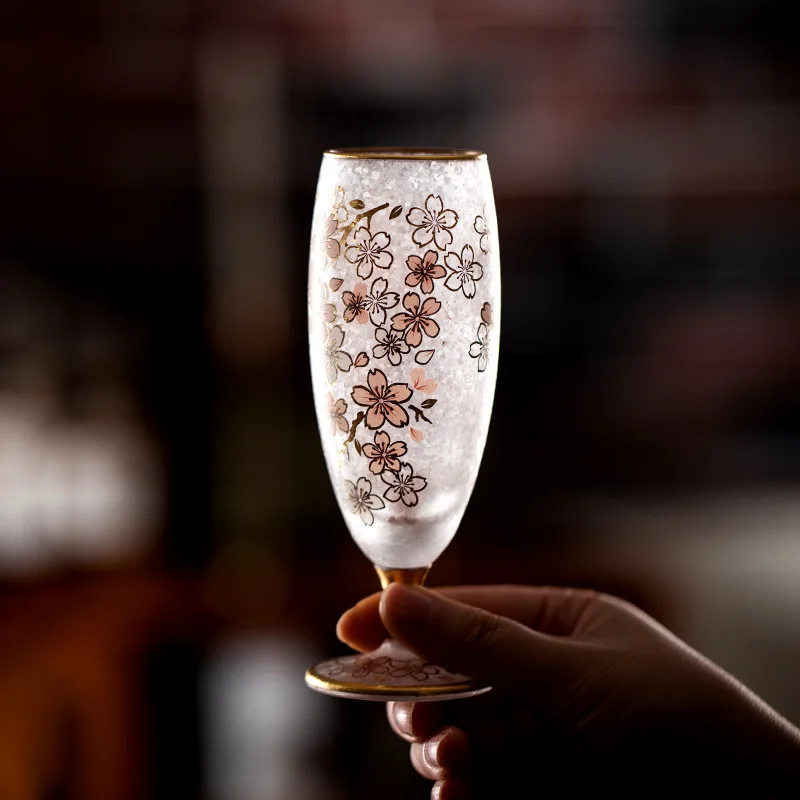 

Japan imported Tsugaru cherry blossom tall glass champagne couple New Year red wine wedding gift