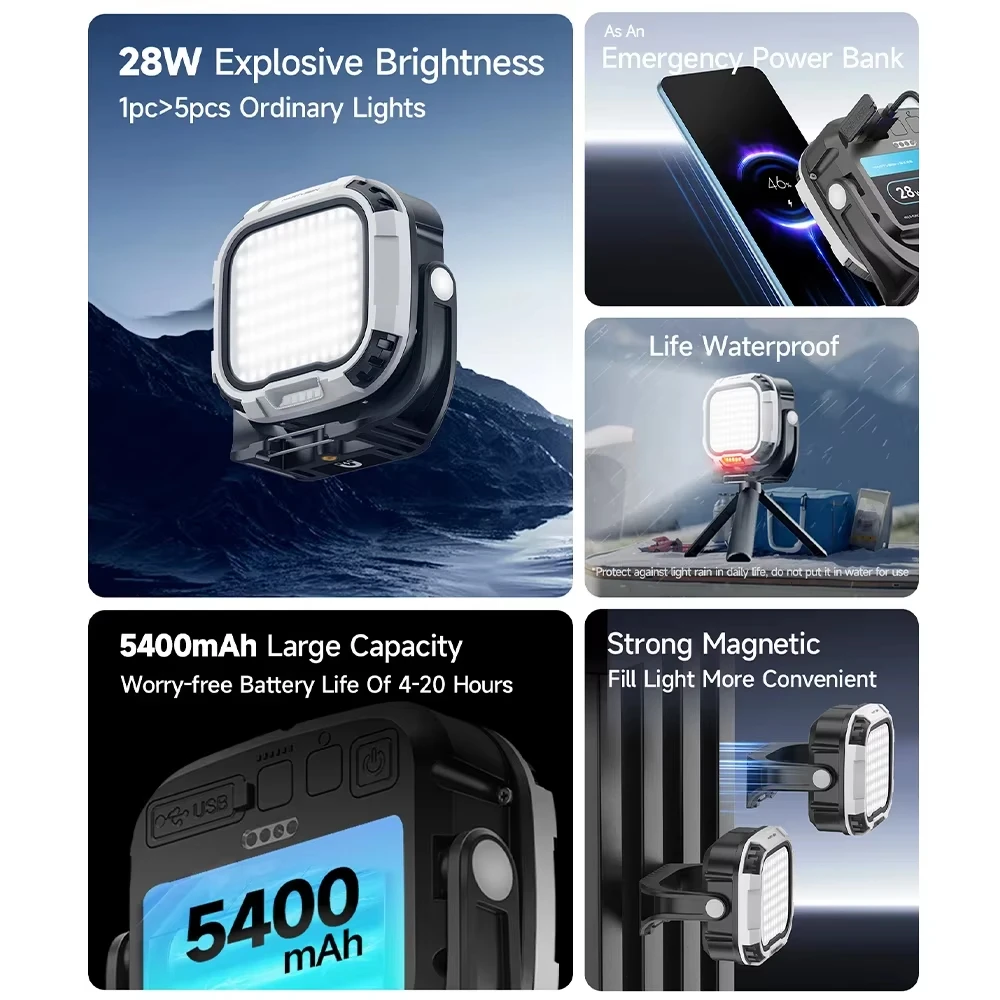 Fill Light 28W Magnetic LED Video Camera Lighting Handle &1/4in CRI≥95 2700K-6500K Cold Shoe for Video Recording Custom Gifts