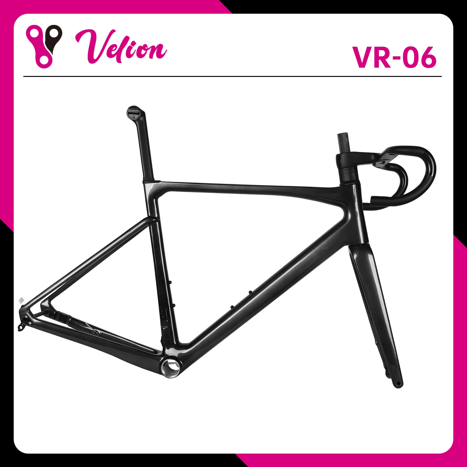 

VR06 Road Bike T1000 Carbon Bicycle Frame Disc Brake Aerodynamic BB T47 Supports DIY Customization Full Hidden Carbon