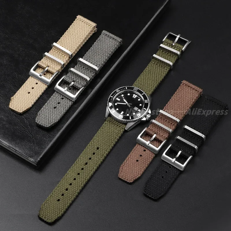 High Quality Nylon Cotton Watch Strap 20mm 22mm for Seiko for Omega Braid Wristband Quick Release Men Military Sport Bracelet