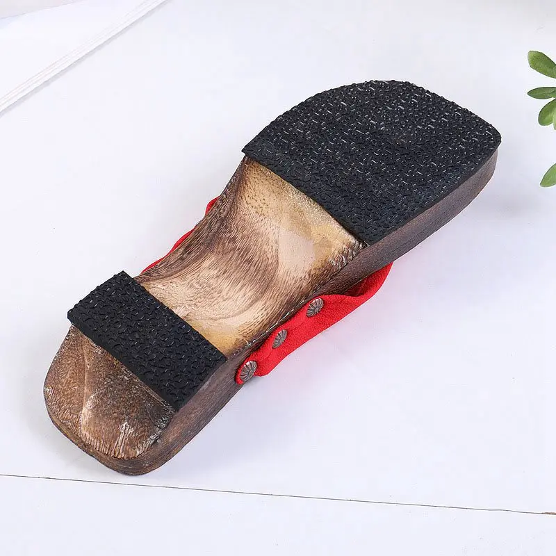 Home Women Wooden Shoes Flip Flops Geta Clogs Non-Slip Slippers Sandals Anime Party Cosplay Costumes with Socks Gift