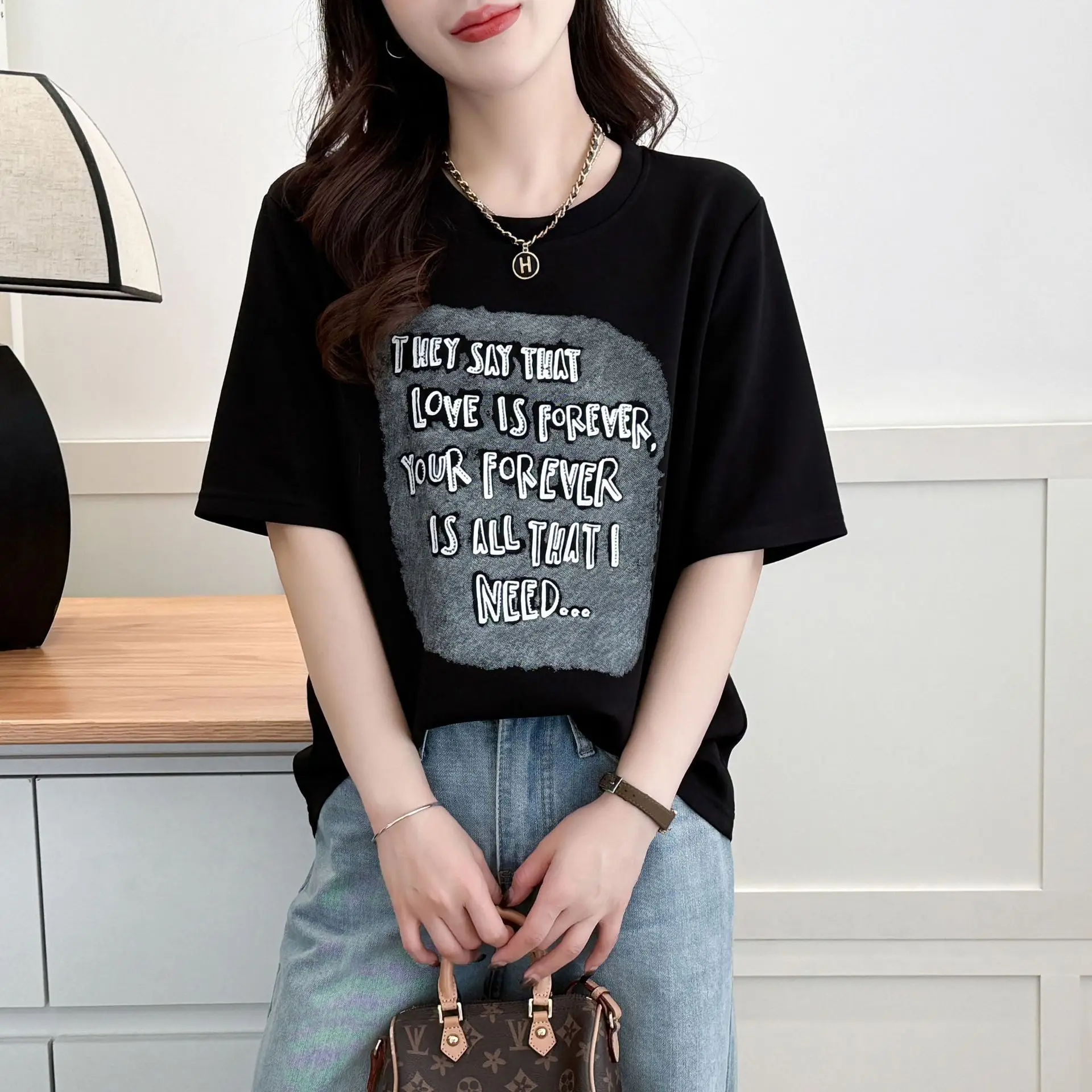 New 2025 Ladies Spring Autumn Plus Size tops For Women Large Size Short Sleeve O-neck T-shirt 3XL 4XL 5XL 6XL