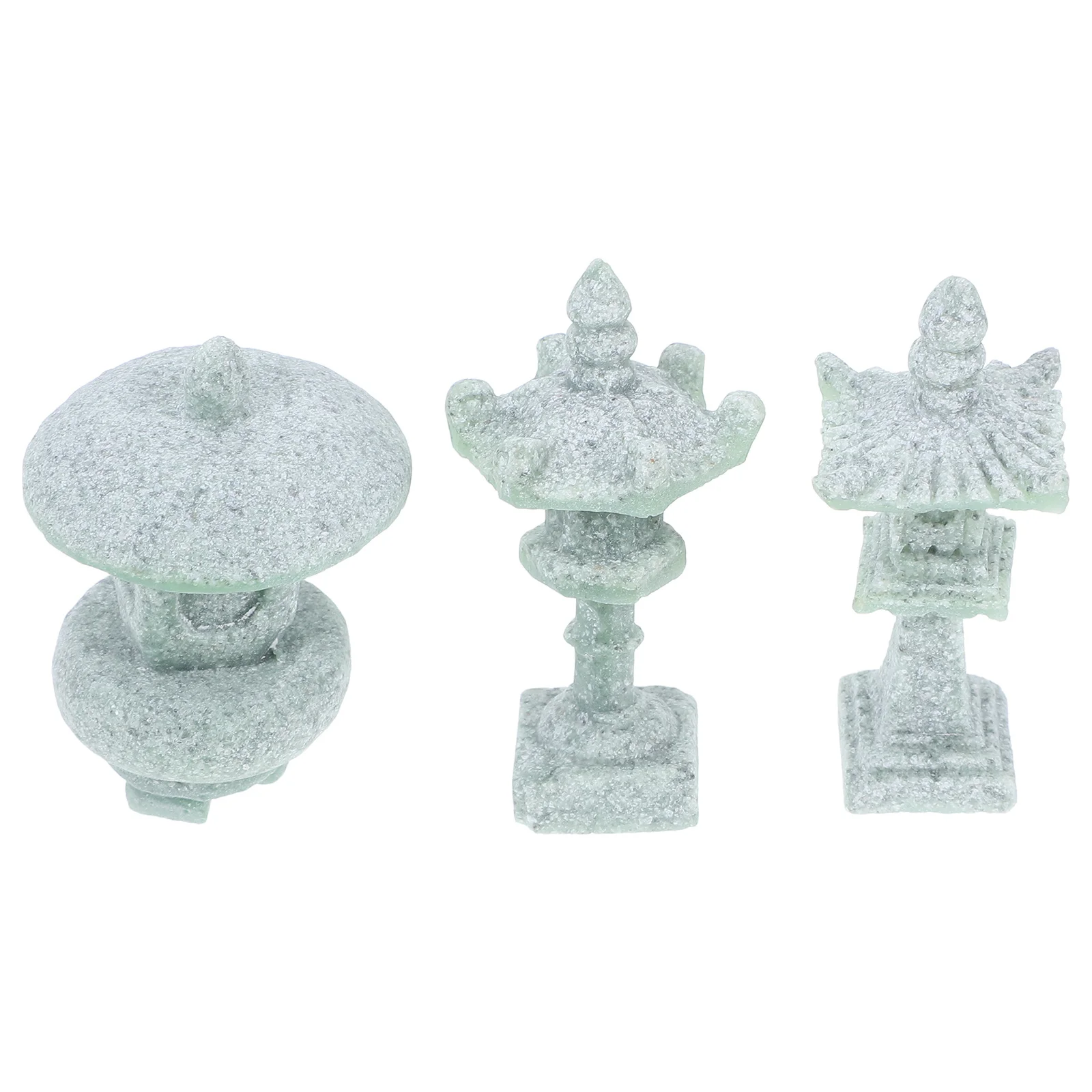 

3 pcs Mini Stone Lanterns Japanese Style Bonsai Garden Decor Zen Pavilion Statues For Micro Landscape Yard Aquarium Decoration