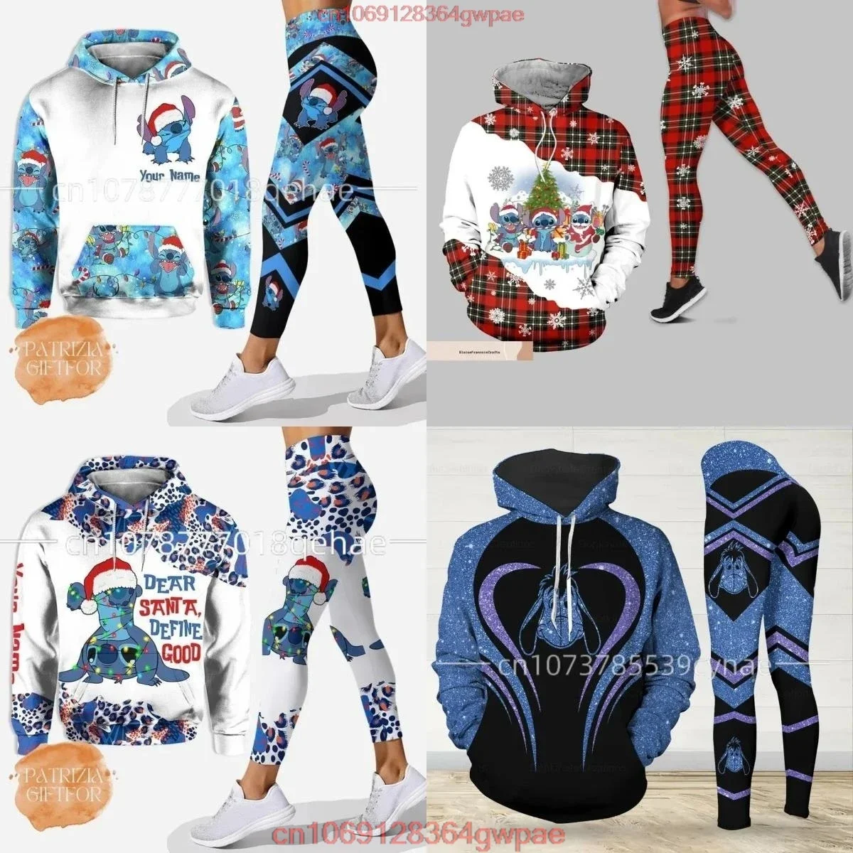 Stitch Angle 3D Hoodie Legging Womens Set Yoga Pants Sports Disney Stitch Yoga Hoodie Leggings Fashion Sportswear Women Clothing